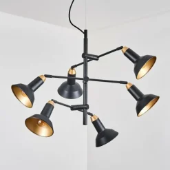 Lampes Dorées-hofstein Vouzy Plafonnier, Suspension Noir, 6 lumières