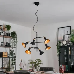 Lampes Dorées-hofstein Vouzy Plafonnier, Suspension Noir, 6 lumières