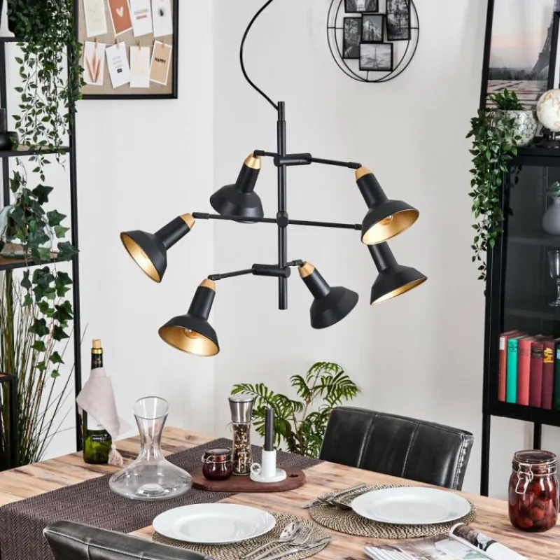 Lampes Dorées-hofstein Vouzy Plafonnier, Suspension Noir, 6 lumières