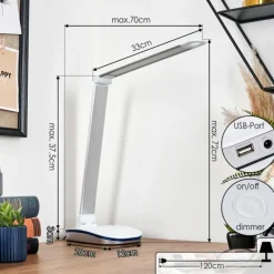 hofstein Vringelby Lampe de bureau, Lampe à poser, Liseuse LED Argenté, Blanc, 1 lumière