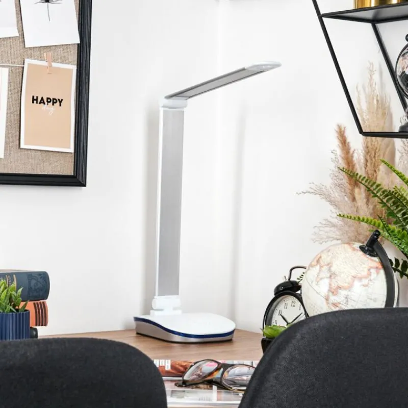 hofstein Vringelby Lampe de bureau, Lampe à poser, Liseuse LED Argenté, Blanc, 1 lumière