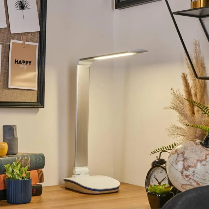 hofstein Vringelby Lampe de bureau, Lampe à poser, Liseuse LED Argenté, Blanc, 1 lumière