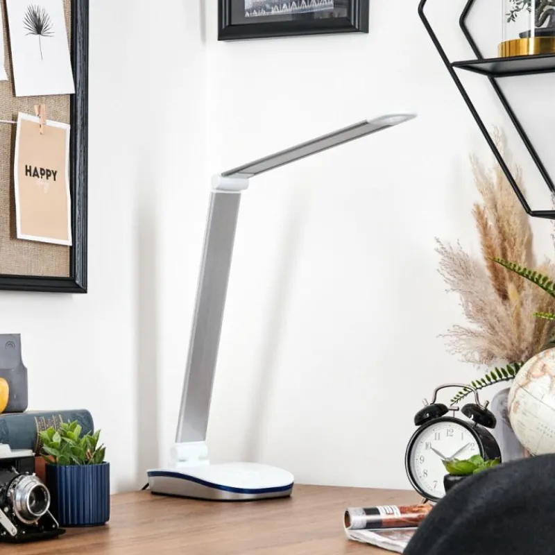 hofstein Vringelby Lampe de bureau, Lampe à poser, Liseuse LED Argenté, Blanc, 1 lumière