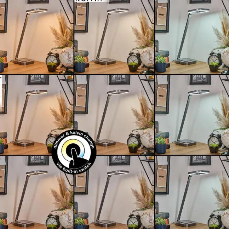 hofstein Vringelby Lampe de bureau, Lampe à poser, Liseuse LED Argenté, 1 lumière, Changeur de couleurs