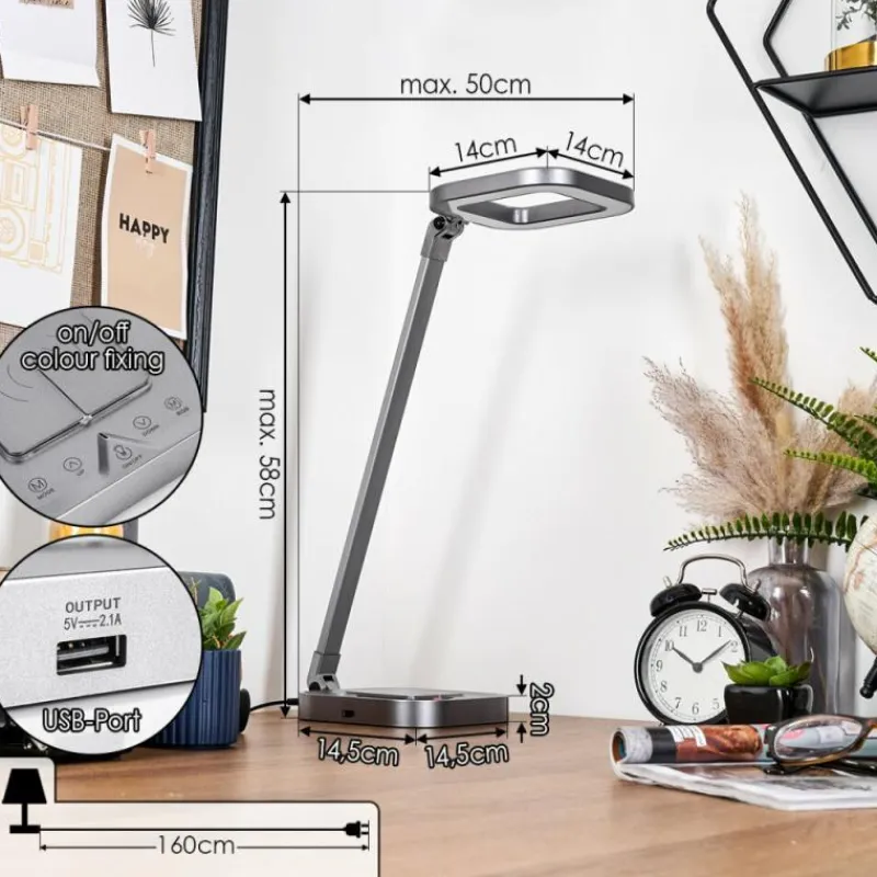 hofstein Vringelby Lampe de bureau, Lampe à poser, Liseuse LED Argenté, 1 lumière, Changeur de couleurs