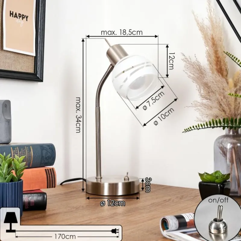 hofstein Warga Lampe à poser, Liseuse Nickel mat, 1 lumière