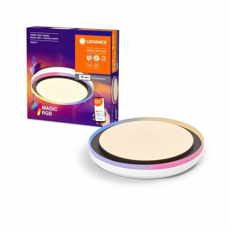 Luminaires Ledvance Wifi Plafonnier LED Noir, 1 lumière, Changeur de couleurs