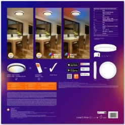 Luminaires Ledvance Wifi Plafonnier LED Noir, 1 lumière, Changeur de couleurs