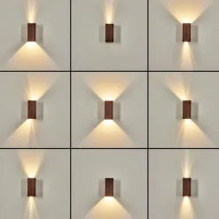 hofstein Woods Lampe murale d´extérieur, Luminaire Up & Down LED Couleur bois, Noir, 1 lumière