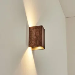 hofstein Woods Lampe murale d´extérieur, Luminaire Up & Down LED Couleur bois, Noir, 1 lumière