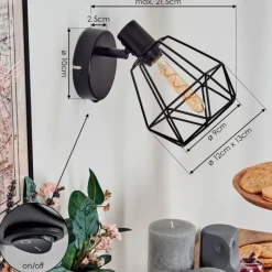 hofstein Yaak Applique murale Noir, 1 lumière