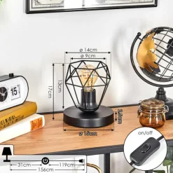 hofstein Yaak Lampe à poser Noir, 1 lumière