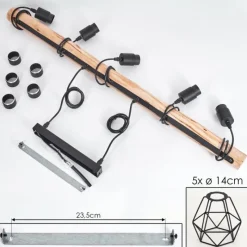 Style Boho-Chic-hofstein Yaak Suspension Écru, Noir, 5 lumières