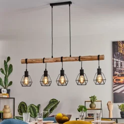Style Boho-Chic-hofstein Yaak Suspension Écru, Noir, 5 lumières