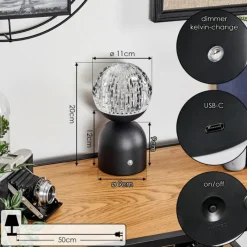 hofstein Yngered Lampe à poser LED Noir, 1 lumière