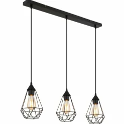 Luminaires Globo Lighting Zachary Suspension Noir, 3 lumières* Suspensions