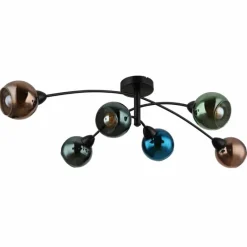 Luminaires Globo Lighting Zarlona Plafonnier Noir, 6 lumières