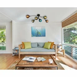 Luminaires Globo Lighting Zarlona Plafonnier Noir, 6 lumières