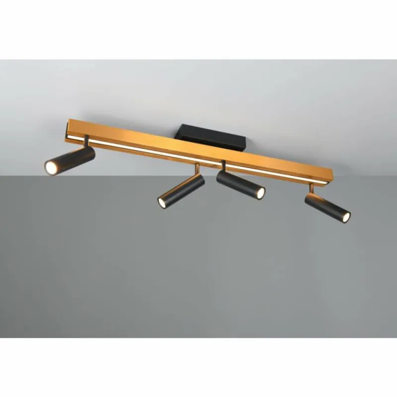 Lampes Dorées-Luminaires Trio Zeno Plafonnier LED Noir doré, 5 lumières, Télécommandes