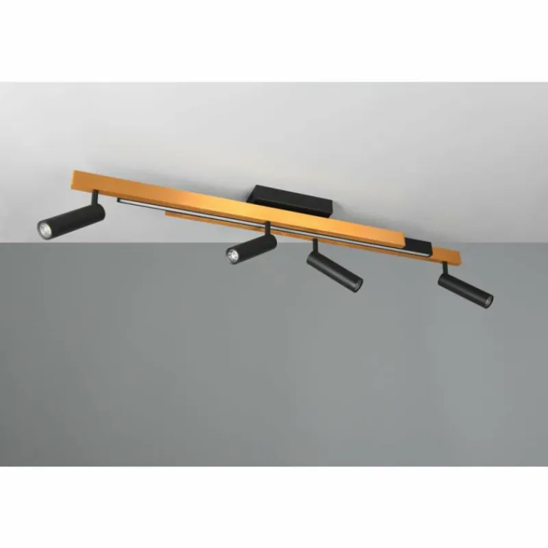 Lampes Dorées-Luminaires Trio Zeno Plafonnier LED Noir doré, 5 lumières, Télécommandes