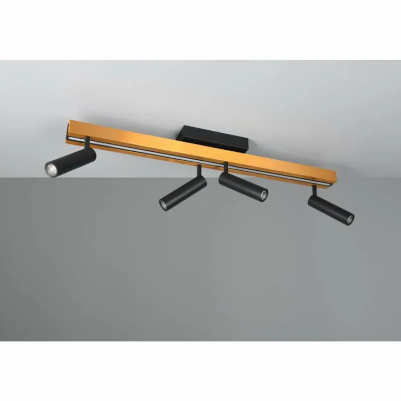 Lampes Dorées-Luminaires Trio Zeno Plafonnier LED Noir doré, 5 lumières, Télécommandes
