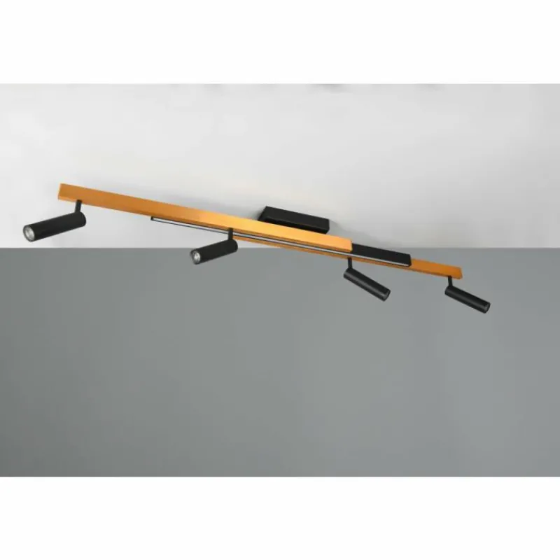 Lampes Dorées-Luminaires Trio Zeno Plafonnier LED Noir doré, 5 lumières, Télécommandes