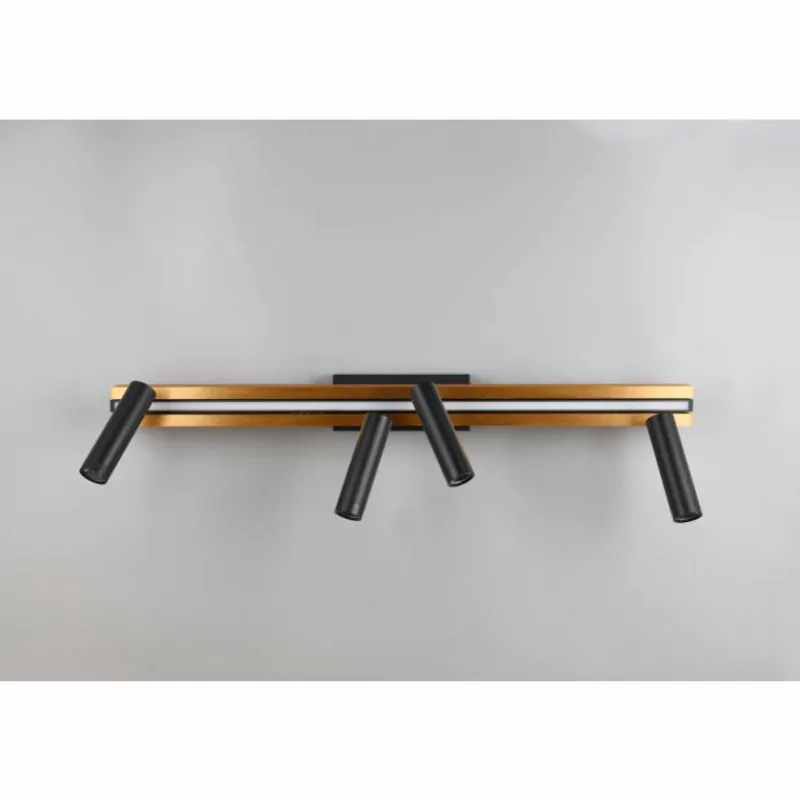 Lampes Dorées-Luminaires Trio Zeno Plafonnier LED Noir doré, 5 lumières, Télécommandes