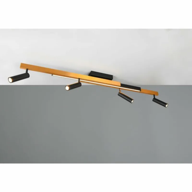 Lampes Dorées-Luminaires Trio Zeno Plafonnier LED Noir doré, 5 lumières, Télécommandes