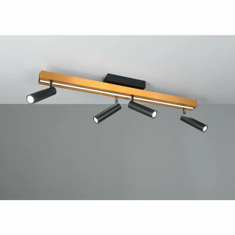 Lampes Dorées-Luminaires Trio Zeno Plafonnier LED Noir doré, 5 lumières, Télécommandes