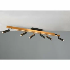 Lampes Dorées-Luminaires Trio Zeno Plafonnier LED Noir doré, 7 lumières, Télécommandes