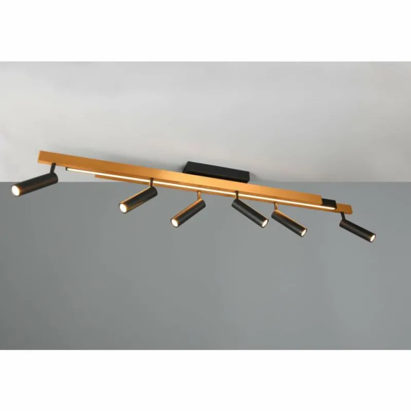 Lampes Dorées-Luminaires Trio Zeno Plafonnier LED Noir doré, 7 lumières, Télécommandes