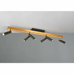 Lampes Dorées-Luminaires Trio Zeno Plafonnier LED Noir doré, 7 lumières, Télécommandes