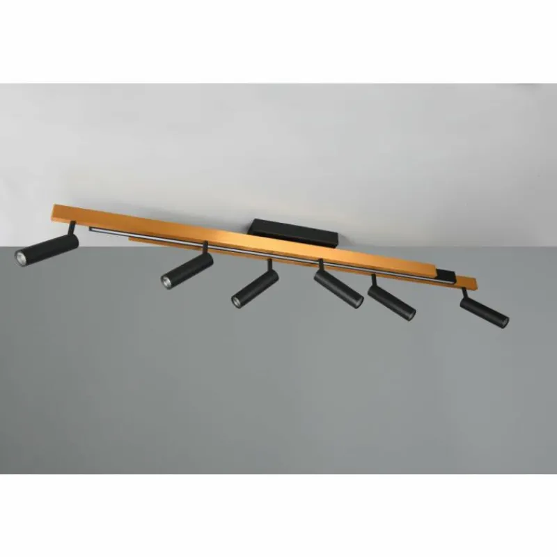 Lampes Dorées-Luminaires Trio Zeno Plafonnier LED Noir doré, 7 lumières, Télécommandes