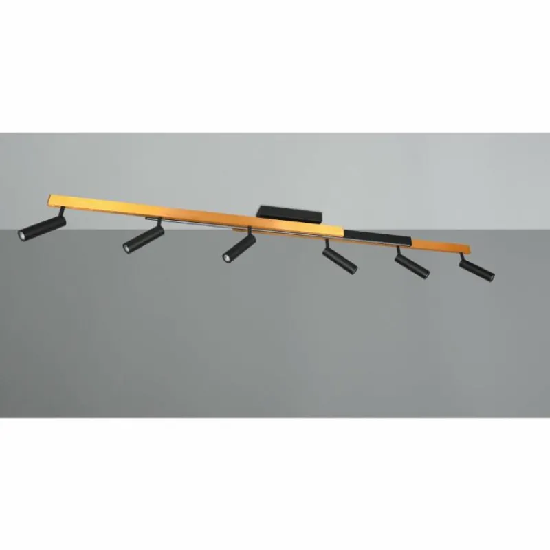 Lampes Dorées-Luminaires Trio Zeno Plafonnier LED Noir doré, 7 lumières, Télécommandes