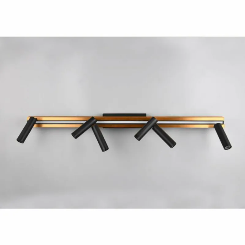 Lampes Dorées-Luminaires Trio Zeno Plafonnier LED Noir doré, 7 lumières, Télécommandes