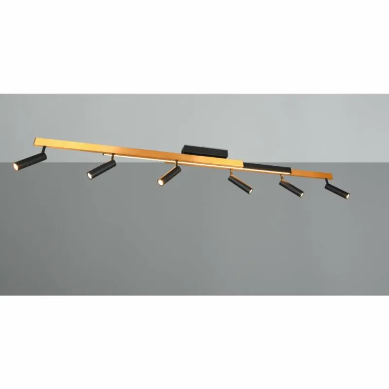 Lampes Dorées-Luminaires Trio Zeno Plafonnier LED Noir doré, 7 lumières, Télécommandes