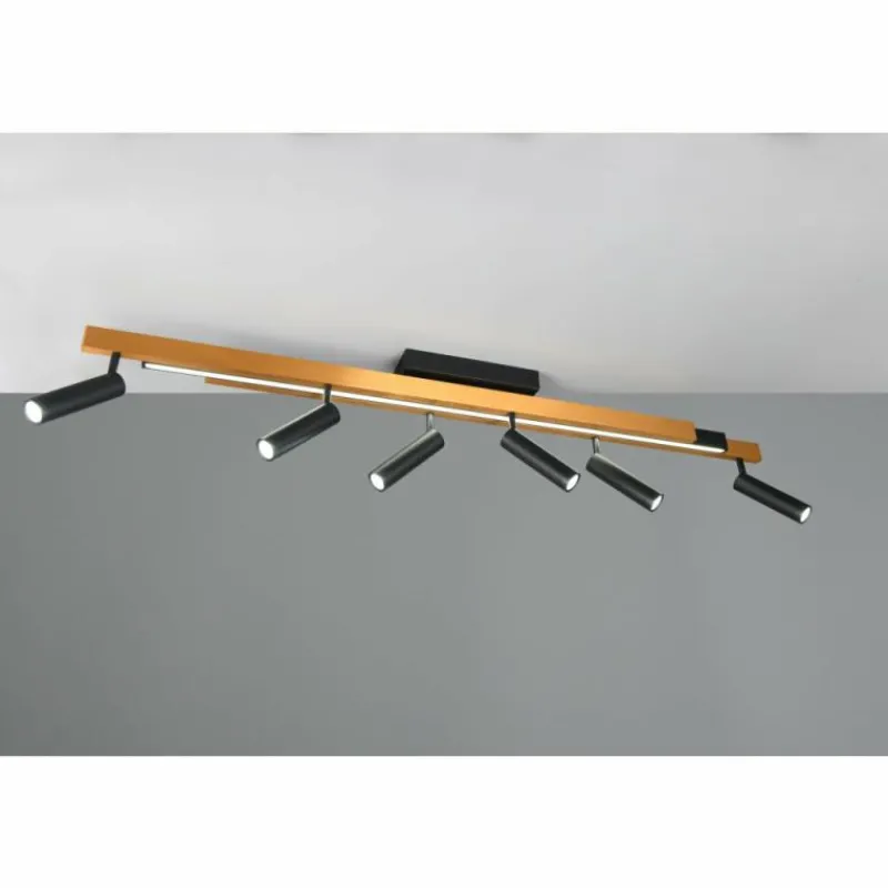 Lampes Dorées-Luminaires Trio Zeno Plafonnier LED Noir doré, 7 lumières, Télécommandes