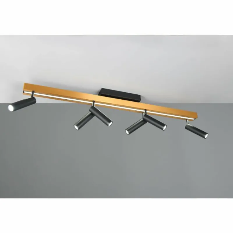 Lampes Dorées-Luminaires Trio Zeno Plafonnier LED Noir doré, 7 lumières, Télécommandes