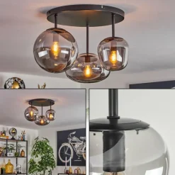 hofstein Zernez Plafonnier Noir, 3 lumières