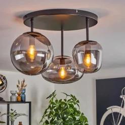 hofstein Zernez Plafonnier Noir, 3 lumières