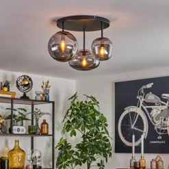 hofstein Zernez Plafonnier Noir, 3 lumières