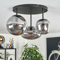 hofstein Zernez Plafonnier Noir, 3 lumières