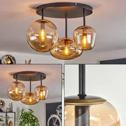 hofstein Zernez Plafonnier Noir, 3 lumières