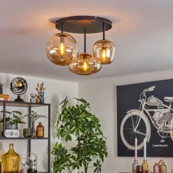 hofstein Zernez Plafonnier Noir, 3 lumières