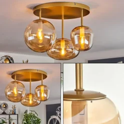 hofstein Zernez Plafonnier Or, 3 lumières