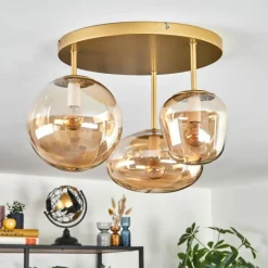 hofstein Zernez Plafonnier Or, 3 lumières