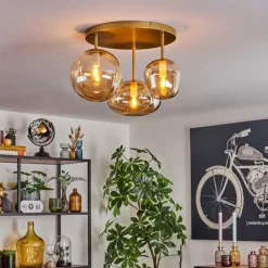 hofstein Zernez Plafonnier Or, 3 lumières