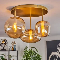 hofstein Zernez Plafonnier Or, 3 lumières