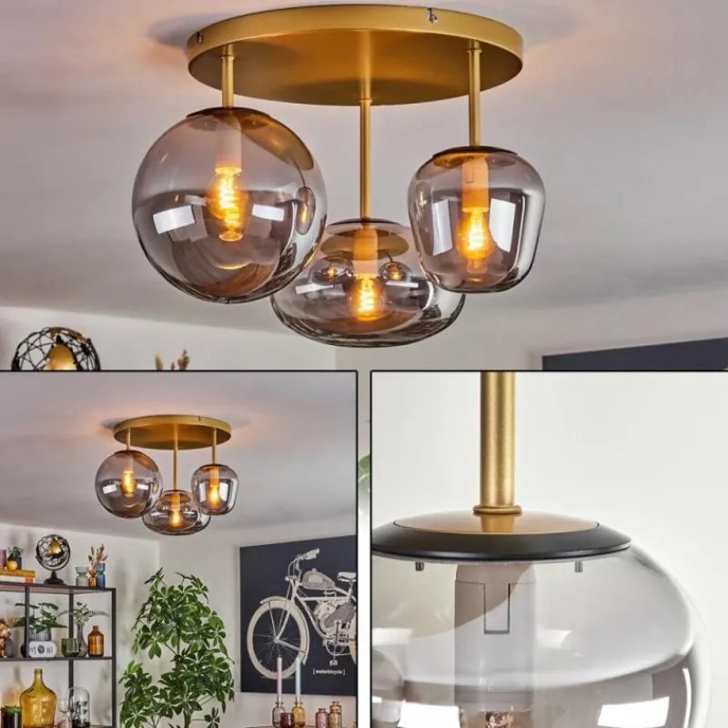 Lampes Dorées-hofstein Zernez Plafonnier Or, 3 lumières