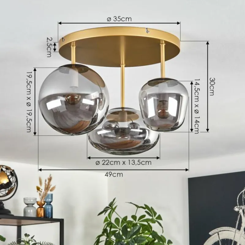 Lampes Dorées-hofstein Zernez Plafonnier Or, 3 lumières